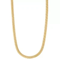 14K Gold Over Silver Men's Herringbone Chain Necklace
