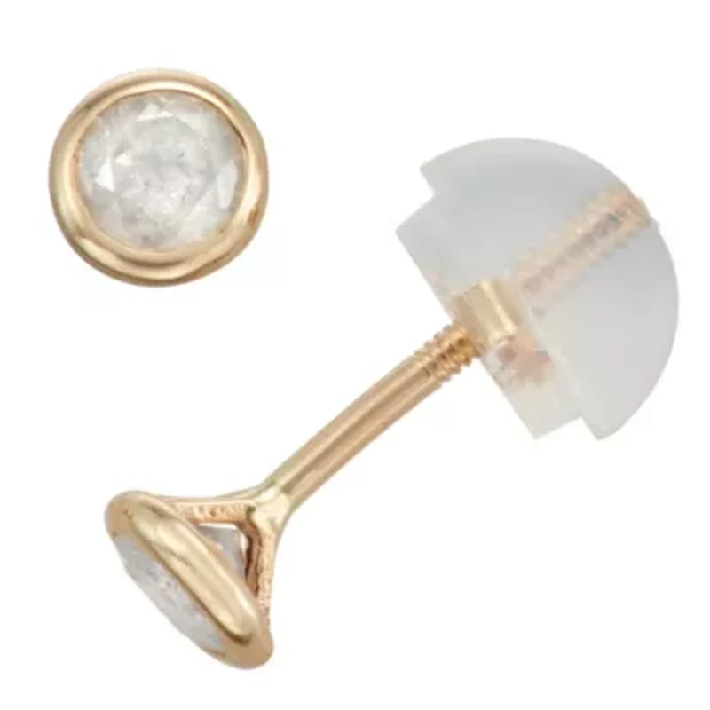 14K Gold .2 Cttw Bezel Earrings