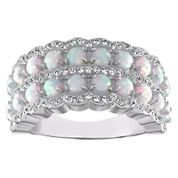 Lab Created Sterling Silver Opal And White Sapphire Ring