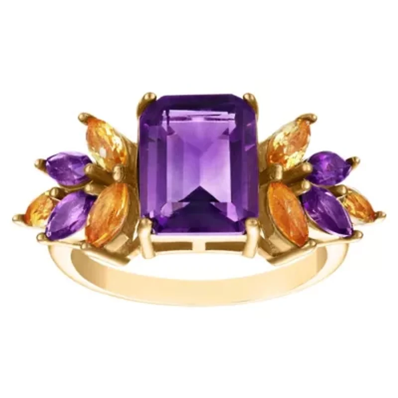 Sterling Silver Amethyst And Citrine Ring