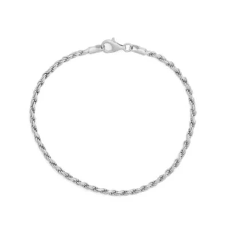 Sterling Silver Men's 2.5mm Rope Chain Bracelet