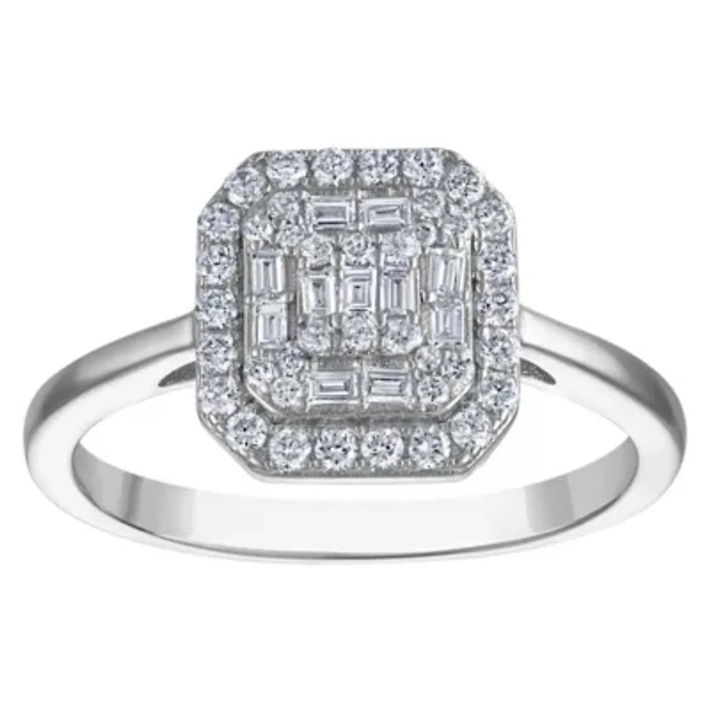 Lab Created Sterling Silver Grown Diamond Statement Ring