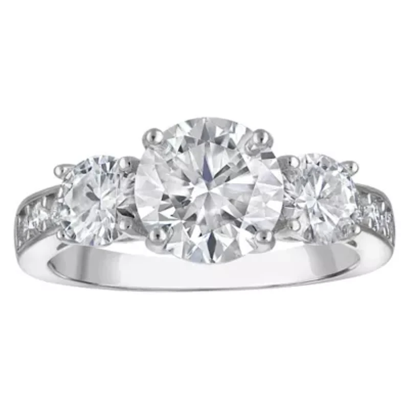 Lab Created Platinum-plated Silver Moissanite Ring