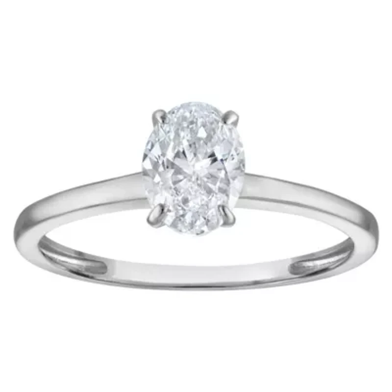 Lab Created 14k Gold 1 cttw Lab-Grown Diamond Oval Solitaire Ring