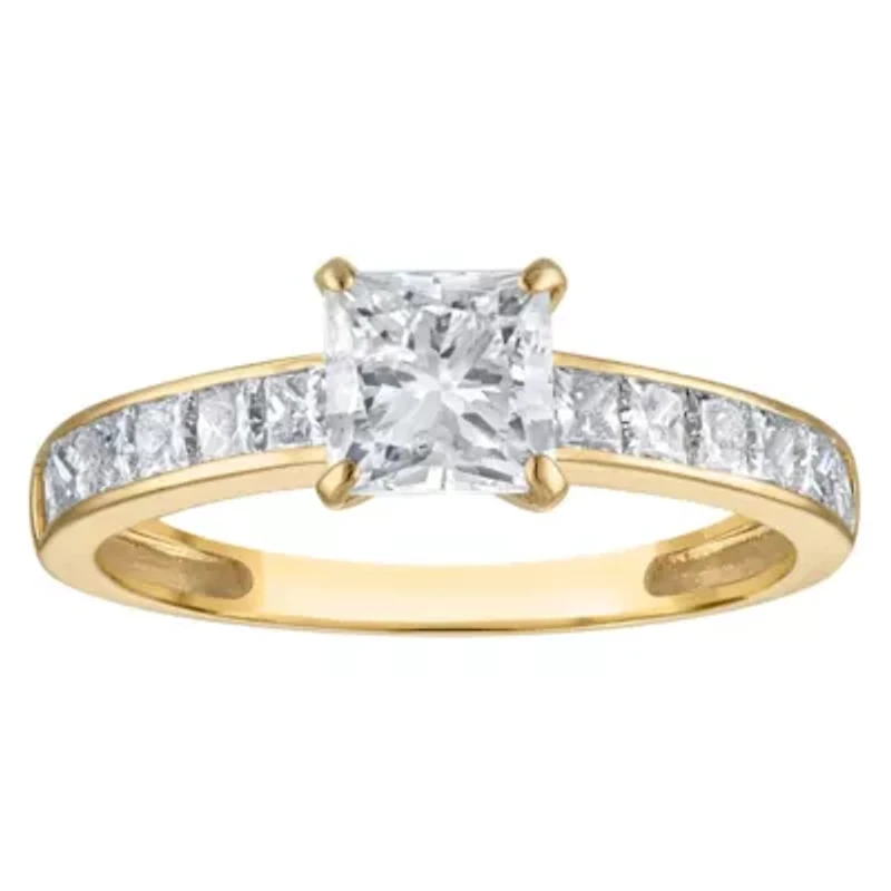 Lab Created 14k Yellow Gold 1.75 cttw Lab-Grown Diamond Princess Engagement Ring