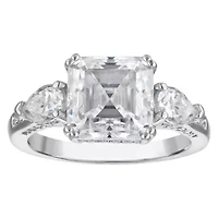 Lab Created Platinum-plated Silver Moissanite Ring