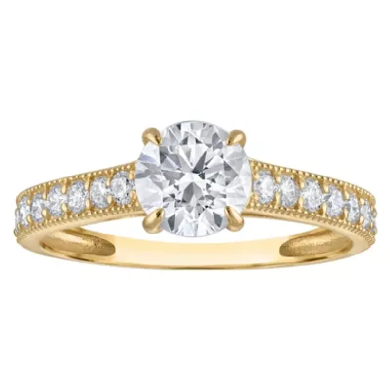 Lab Created 14k Yellow Gold cttw Lab-Grown Diamond Round Engagement Ring