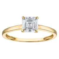 Lab Created 14k Yellow Gold 1 cttw Lab-Grown Diamond Asscher Cut Solitaire Ring