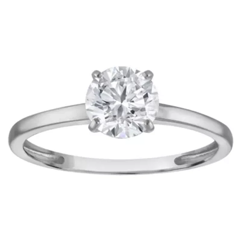 Lab Created 14k Gold cttw Lab-Grown Diamond Round Solitaire Ring