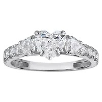 Lab Created 14k Gold 1.8 cttw Lab-Grown Diamond 3-Stone Heart Engagement Ring