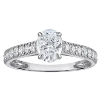Lab Created 14k Gold 1.35 cttw Lab-Grown Diamond Oval Engagement Ring
