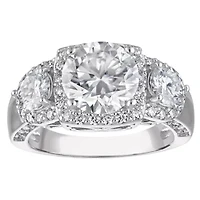 Lab Created Platinum Plated Silver Moissanite Ring Set