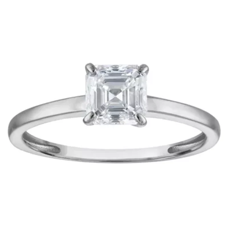 Lab Created 14k Gold 1 cttw Lab-Grown Diamond Asscher Cut Solitaire Ring