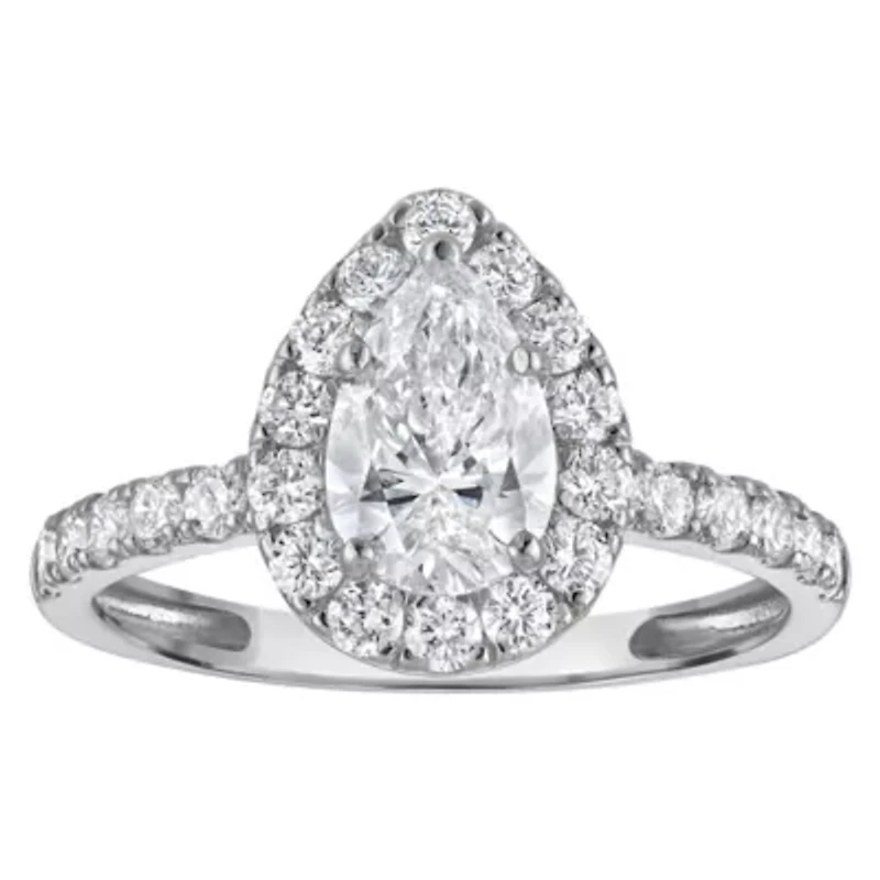 Lab Created 14k White Gold 1.7 cttw Lab-Grown Diamond Pear Engagement Ring