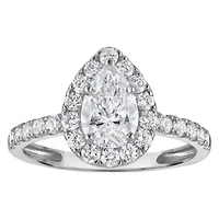 Lab Created 14k White Gold 1.7 cttw Lab-Grown Diamond Pear Engagement Ring