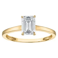 Lab Created 14k Yellow Gold 1 cttw Lab-Grown Diamond Emerald Solitaire Ring