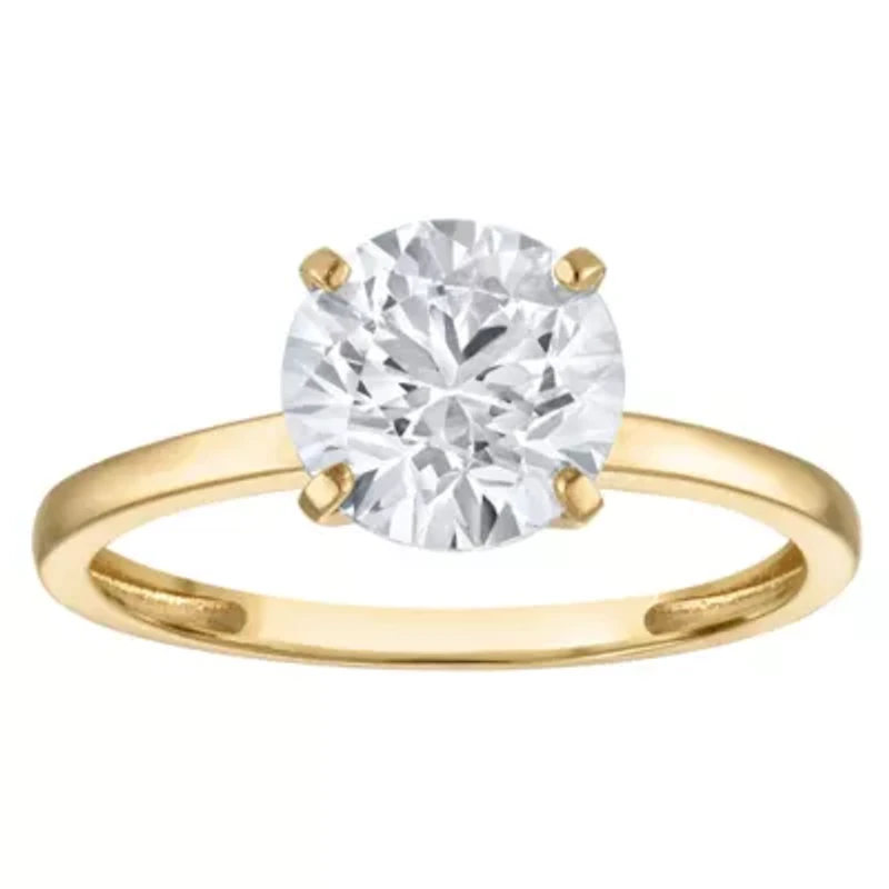 Lab Created 14k Yellow Gold 2 cttw Lab-Grown Diamond Round Solitaire Ring