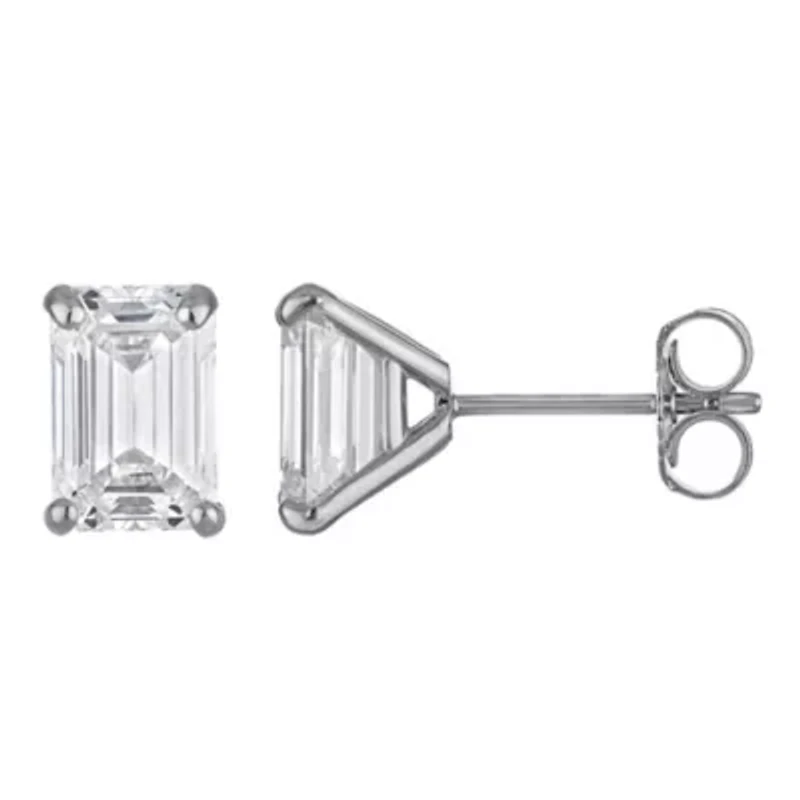 Lab Created 14K 2Ct Lab Grown Diamond Emerald Cut Earrings