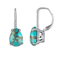Sterling Silver Copper Turquiose Blue Powder With  Lvbk Earring