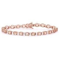 Lab Created 14K Rose Gold Over Sterling Silver Simulated Morganite And Created White Sapphire Tennis Bracelet