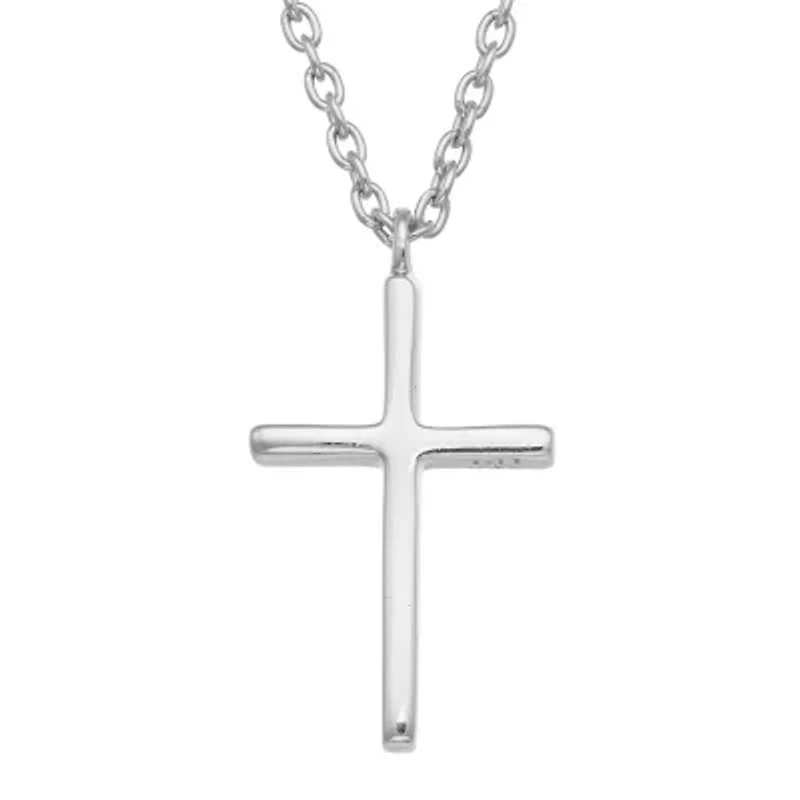 Sterling Silver Plain Cross Pendant Necklace