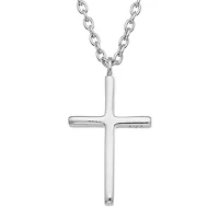 Sterling Silver Plain Cross Pendant Necklace