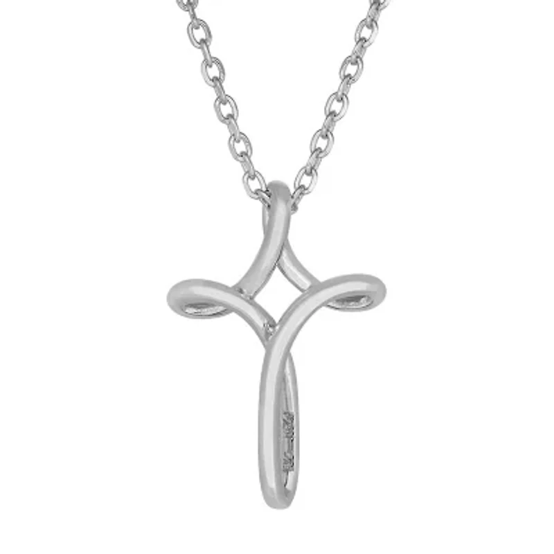 Sterling Silver Twist Cross Pendant Necklace