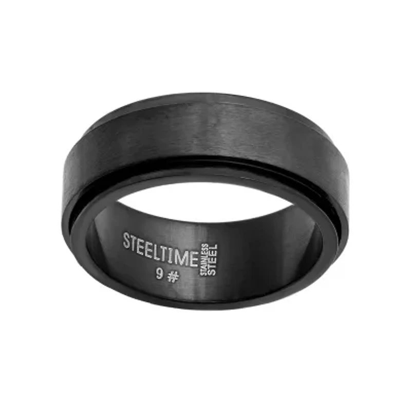 Men's black ip stainless steel spinner ring