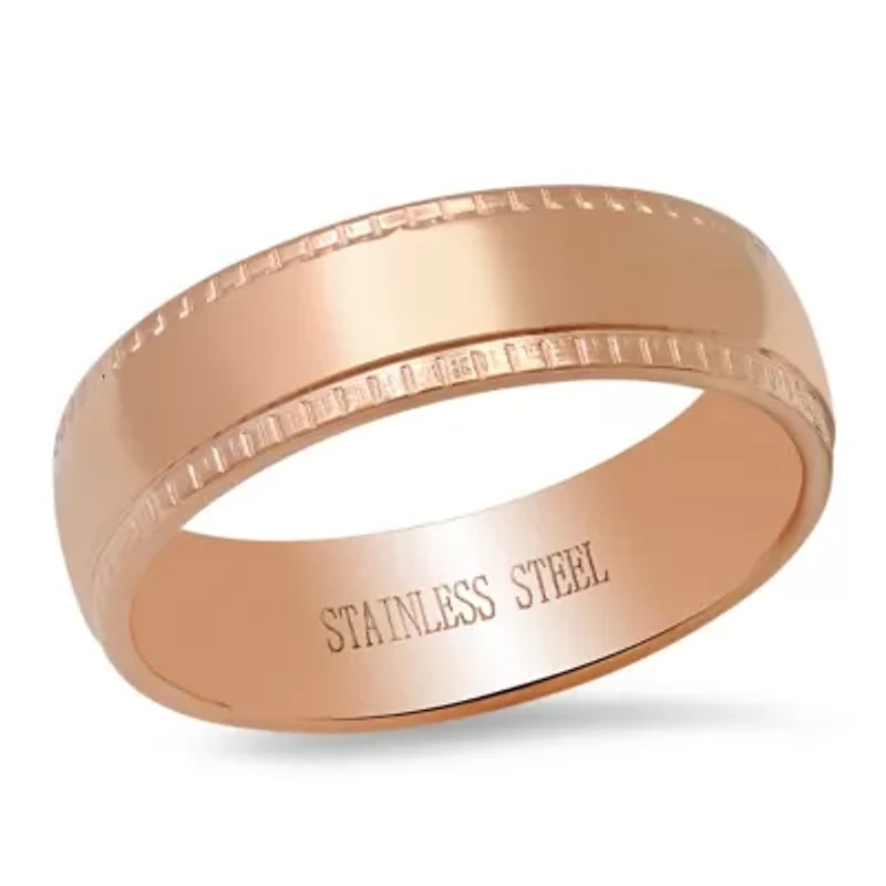 Men's 18k rose gold plated stainless steel band ring