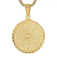 18k gold plated stainless steel Our Father english prayer round pendant