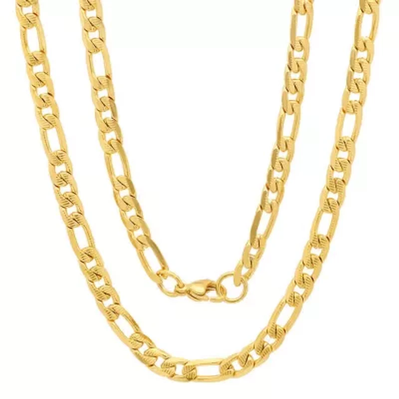 Men's stainless steel accented 6mm figaro chain link necklace