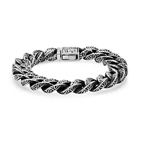 Men's oxydized stainless steel cuban link chain bracelet