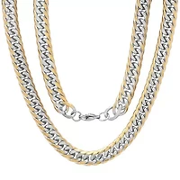 Men's stainless steel and 18k gold plated Cuban link chain necklace
