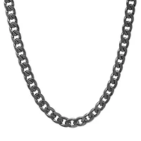 Men's black ip stainless steel cuban chain necklace
