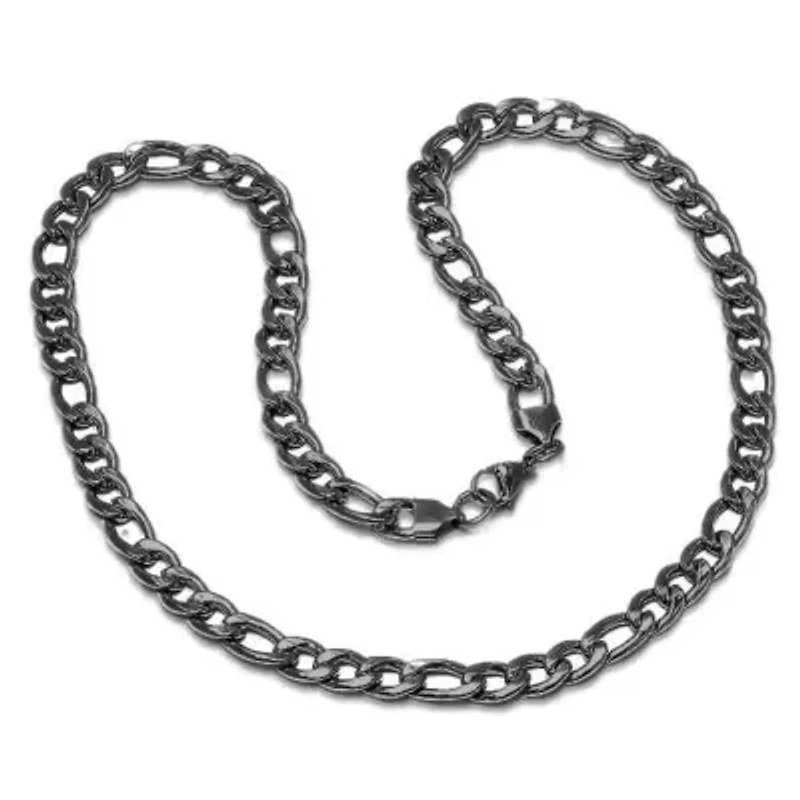 Men's Black IP stainless steel Franco chain necklace