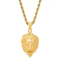 Men's 18k gold plated stainless steel lion's head pendant