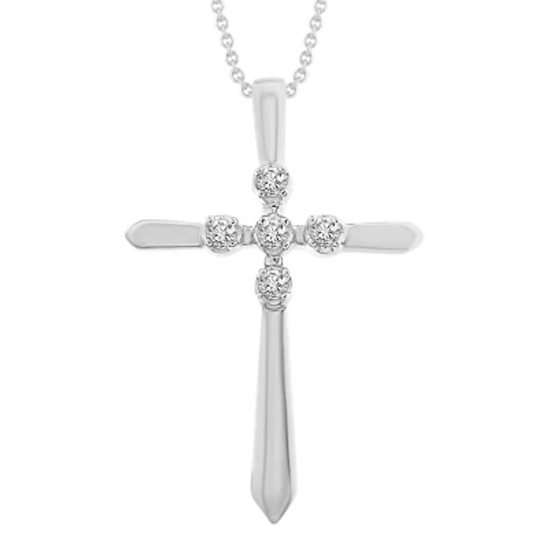 0.03ct. t.w. Diamond Cross Pendant Neckace in 10K Yellow Gold