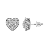 1/10ct. t.w. Miracle Set Heart Diamond Stud Earring in Sterling Silver