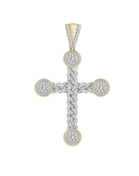 10K Yellow Gold 2.75ct Round Diamond Mens Cross Charm