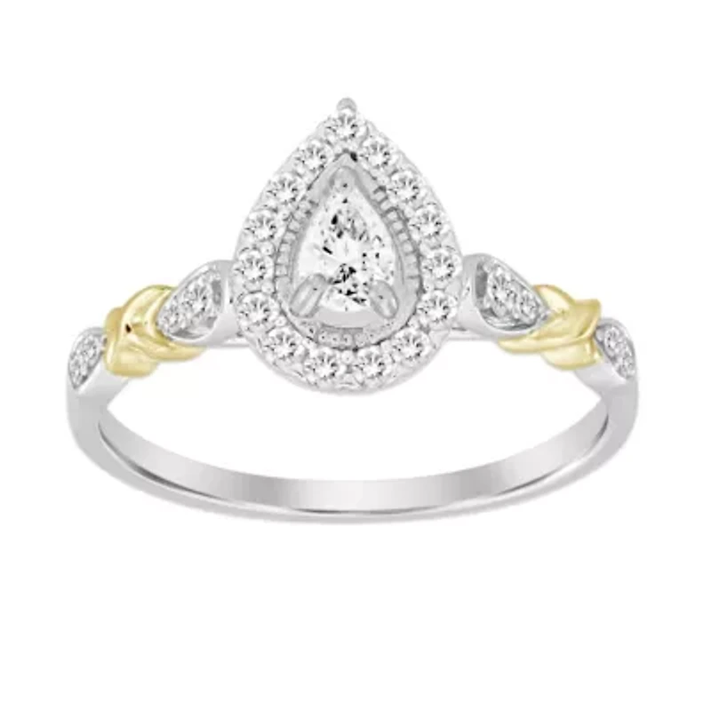 10K Two Tone Gold 0.38ct Round Diamond Ladies Ring
