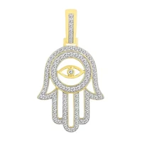 10K Yellow Gold 1.00ct Round Diamond Mens Hamsa Charm