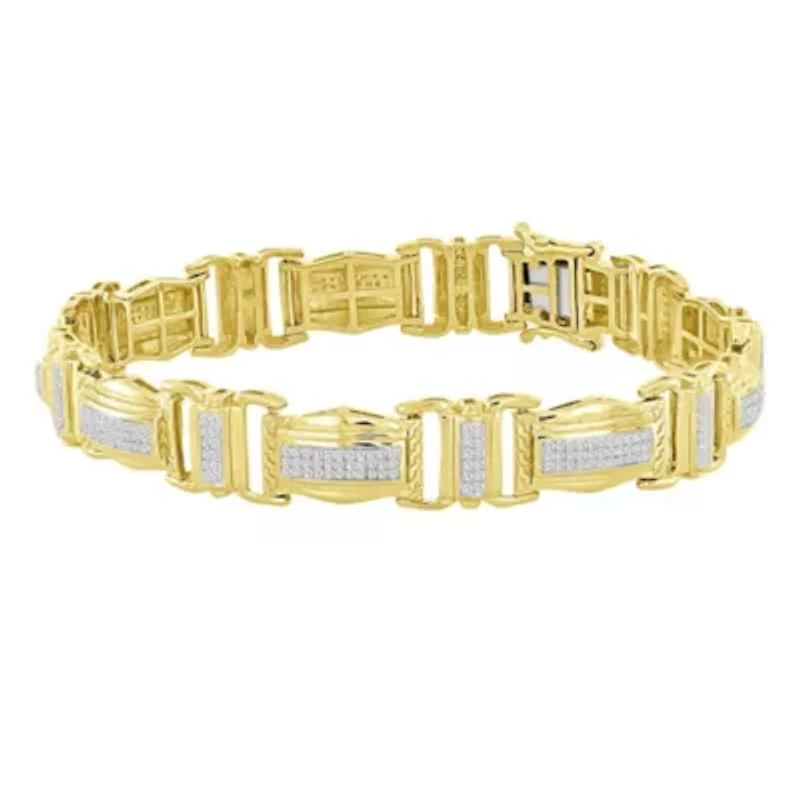 10K Yellow Gold 1.00ct Round Diamond Mens Bracelet (8.5inch)