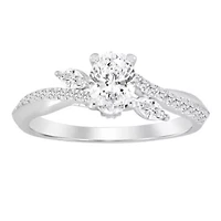 14K White Gold 1 ct Round/Marquise/Oval Diamond Ladies Ring