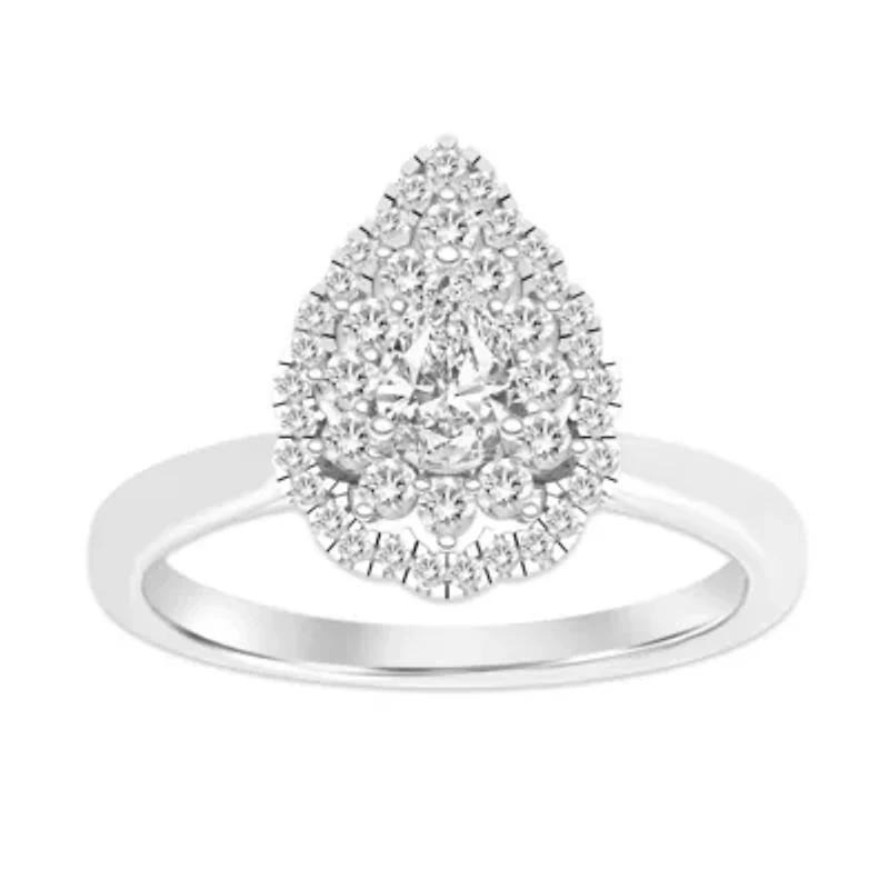 14K White Gold 1/2ct Round Diamond Ladies Band