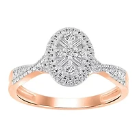 14K Rose Gold 1/3ct Round/Baguette Diamond Ladies Ring