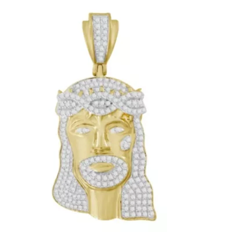 1/2ct. t.w. Diamond Jesus Men's Charm in 10K Yellow Gold