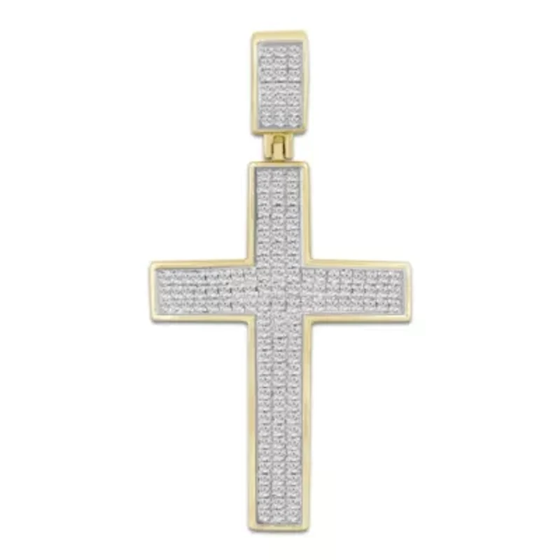 1/2ct. t.w. Diamond Cross Men's Charm in 10K Yellow Gold