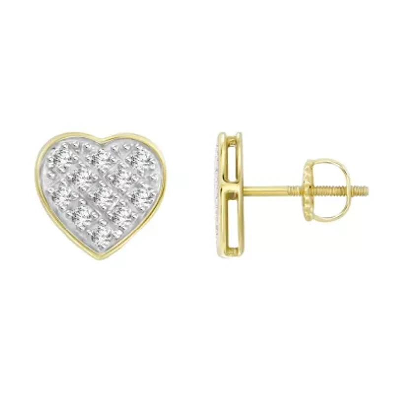 1/20ct. t.w. Heart Shape Diamond Stud Earring in 10K Yellow Gold