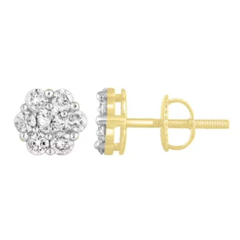 1/6ct. t.w. Flower Diamond Stud Earring in 10K Yellow Gold