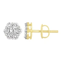 1/6ct. t.w. Flower Diamond Stud Earring in 10K Yellow Gold